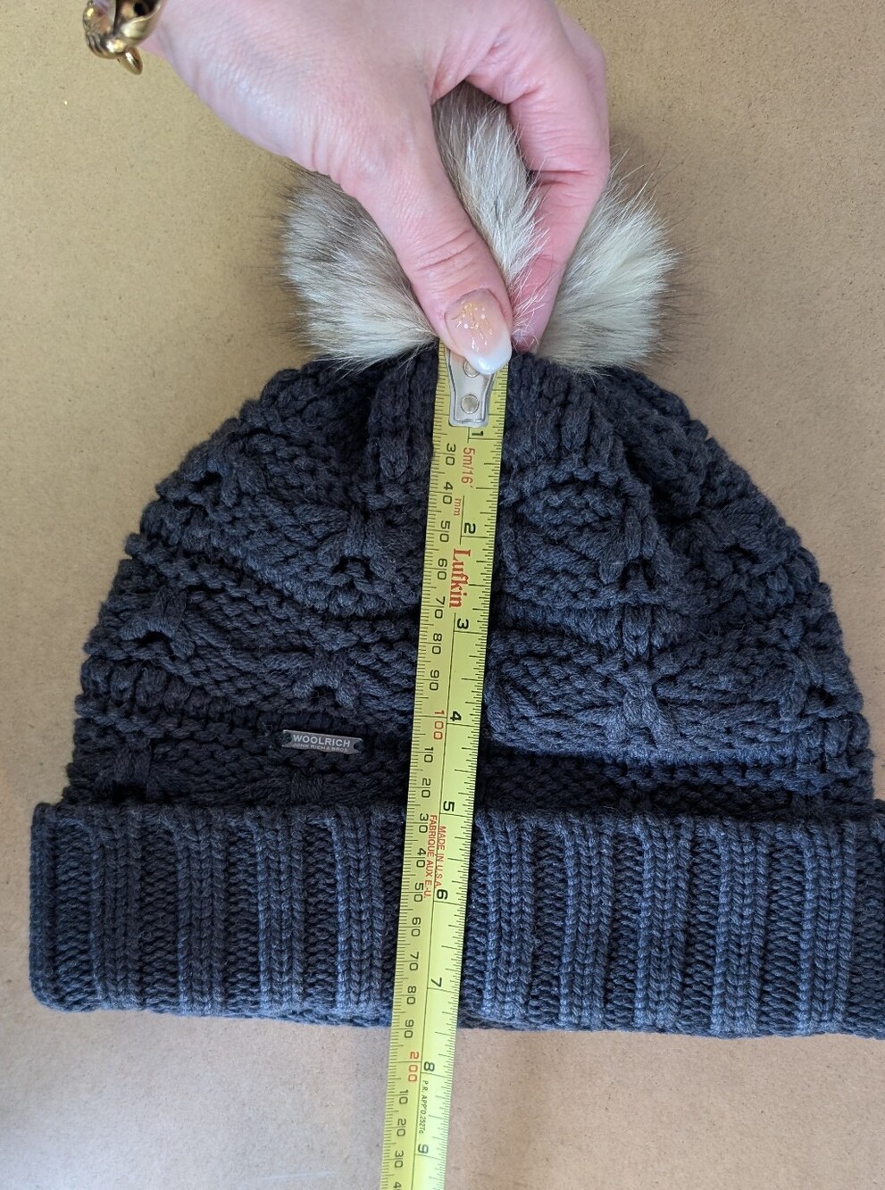 Woolrich John Rich & Bros. Knit Wool Hat w Real Fur Pom, Made In Italy - Picture 8 of 9